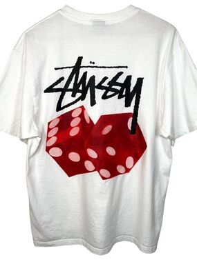 Stussy Dice Graphic Tee White Size L Streetwear Logo Shirt